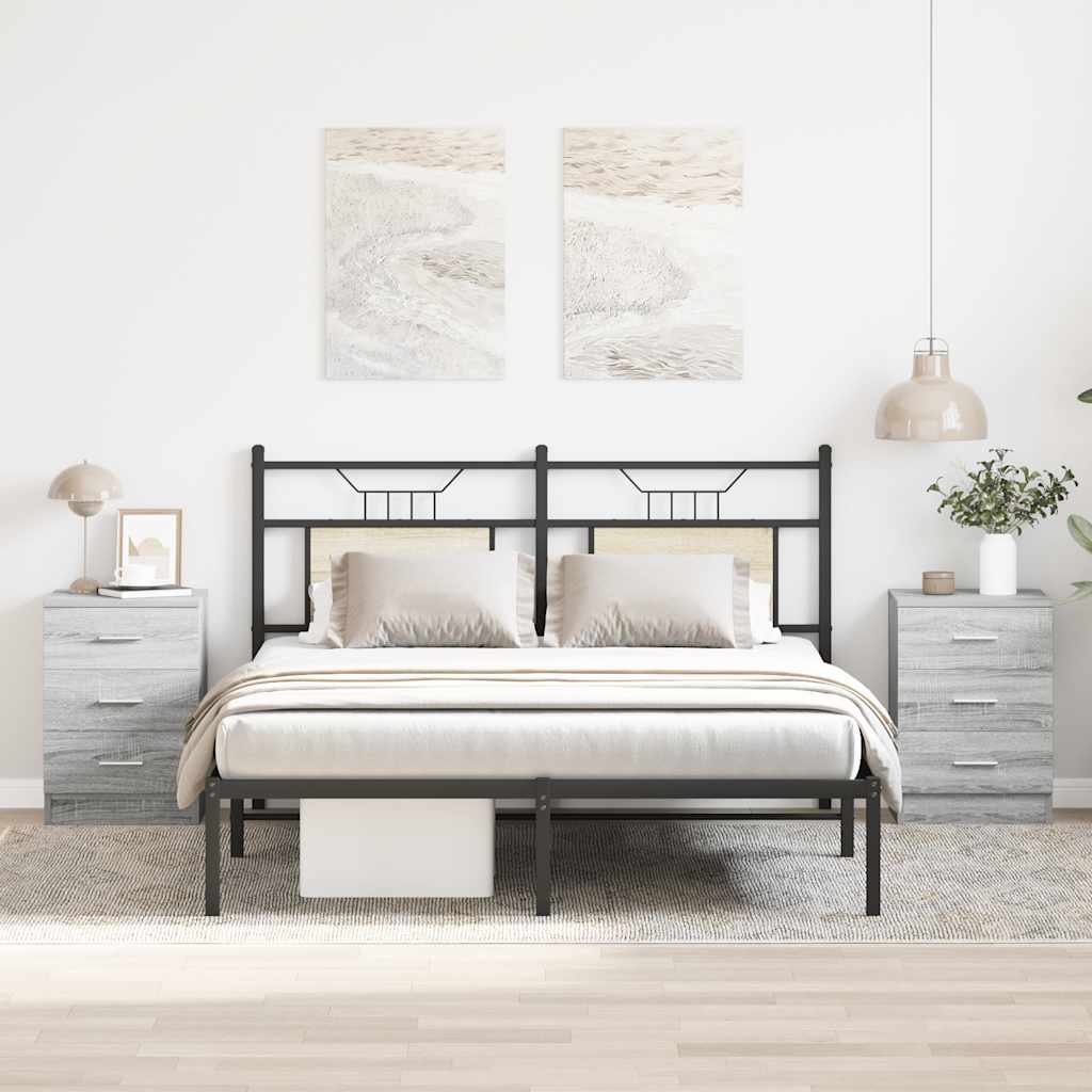 vidaXL Yöpöydät 2 kpl harmaa sonoma 38x35x56 cm tekninen puu