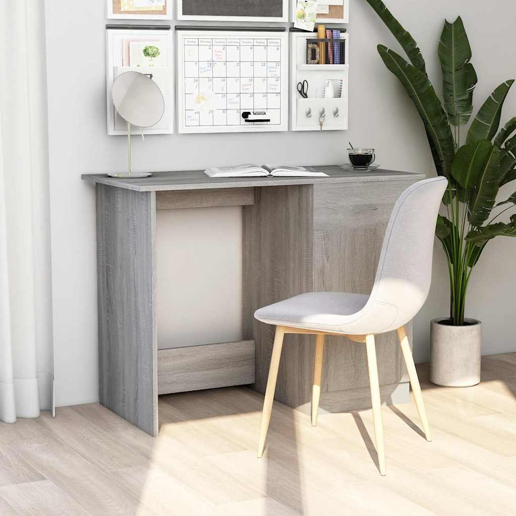 vidaXL Työpöytä harmaa Sonoma 100x50x76 cm tekninen puu