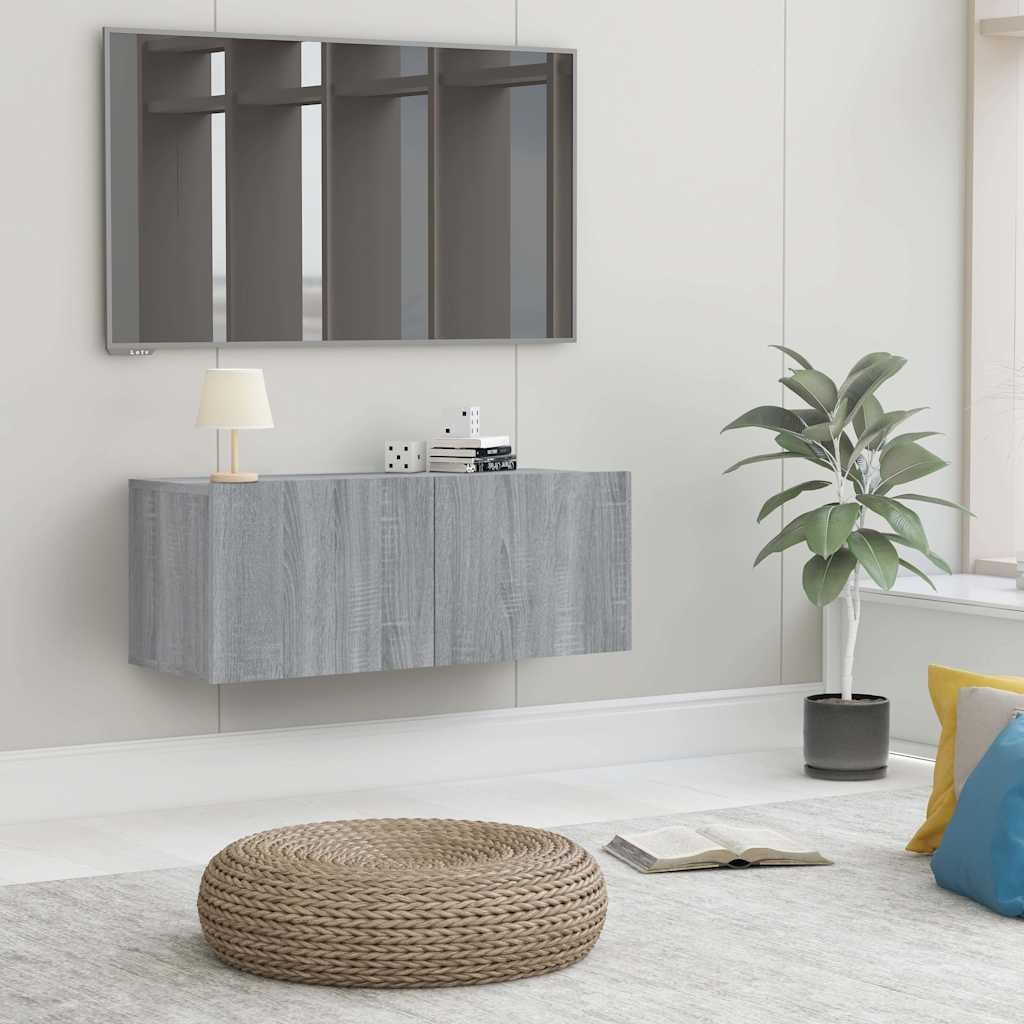 vidaXL TV-seinäkaappi harmaa Sonoma 80x30x30 cm tekninen puu