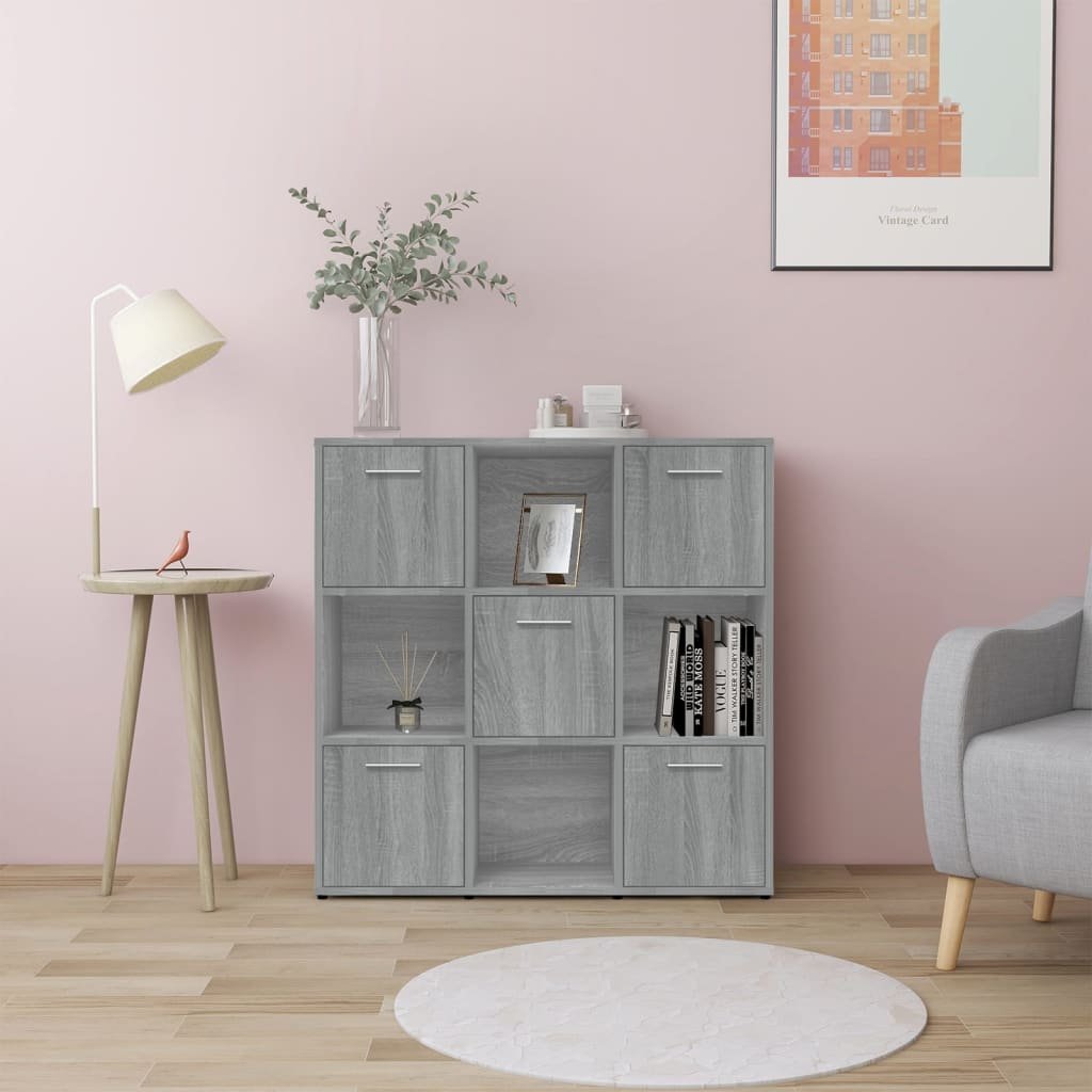 vidaXL Kirjahylly harmaa Sonoma 90x30x90 cm tekninen puu
