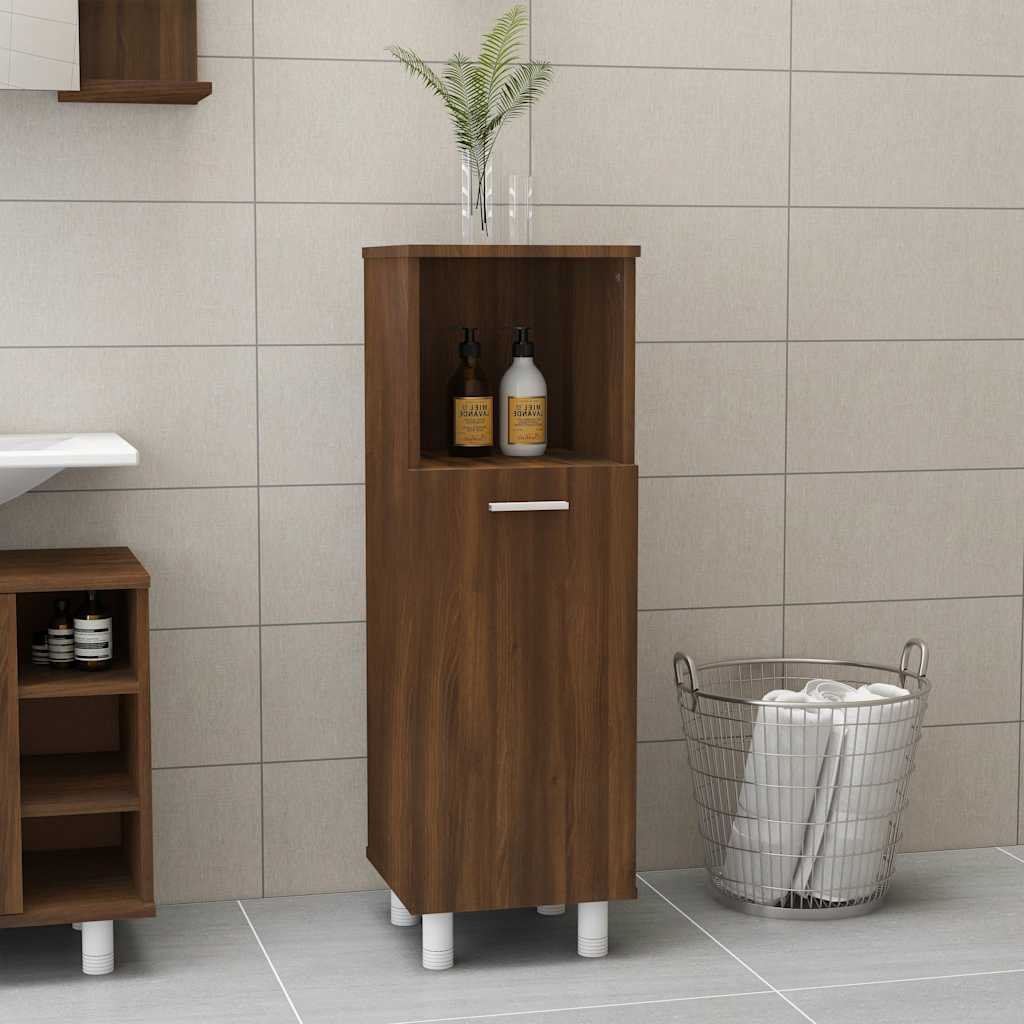 vidaXL Kylpyhuoneen kaappi ruskea tammi 30x30x95 cm tekninen puu
