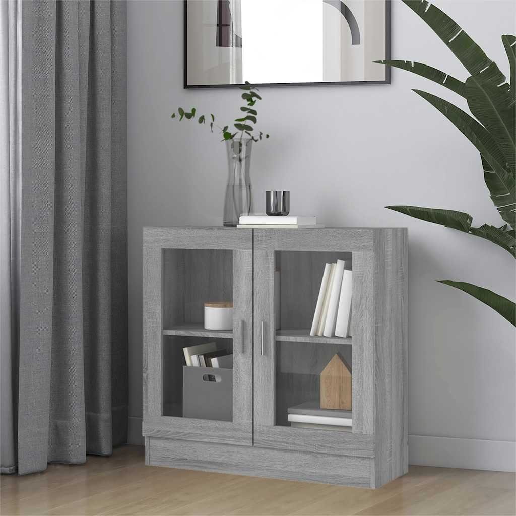 vidaXL Vitriinikaappi harmaa Sonoma 82,5x30,5x80 cm tekninen puu