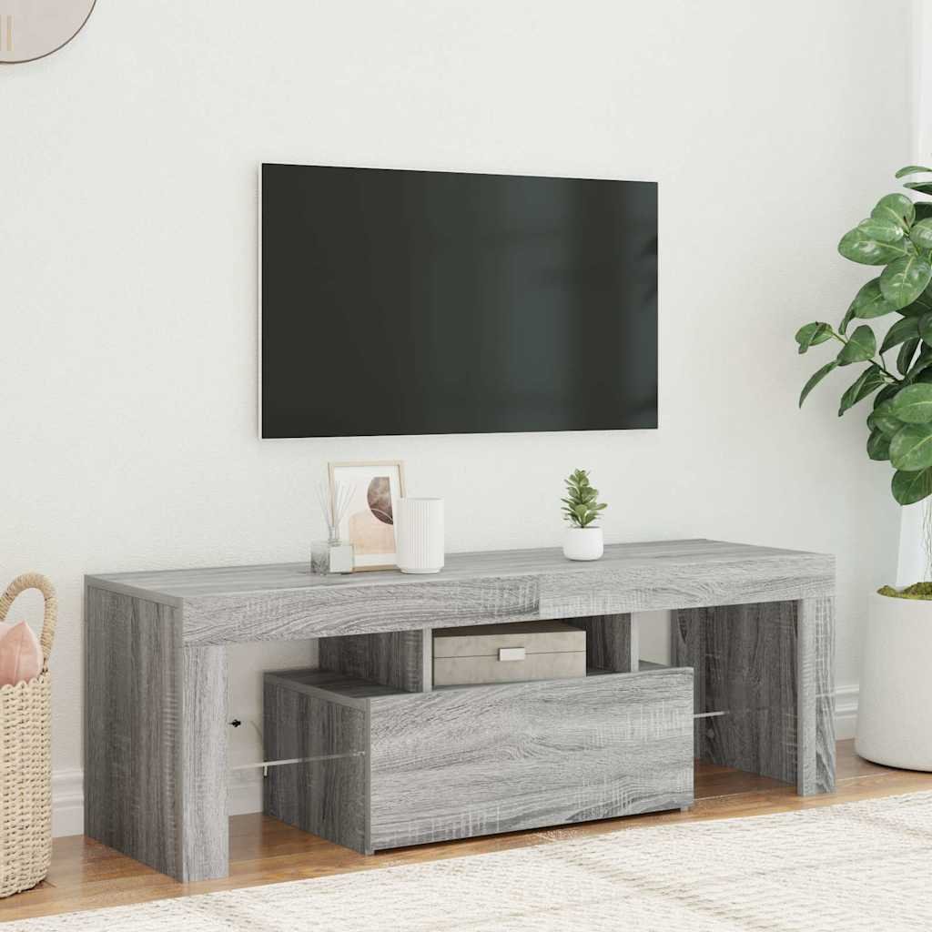 vidaXL TV-taso LED-valoilla harmaa Sonoma 120x35x40 cm