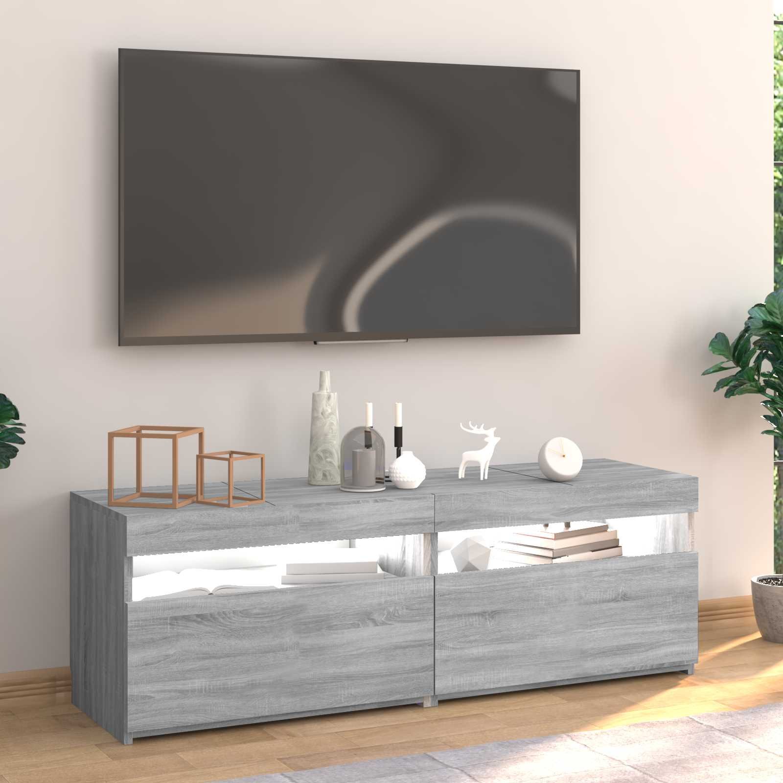 vidaXL TV-taso LED-valoilla harmaa Sonoma 120x35x40 cm