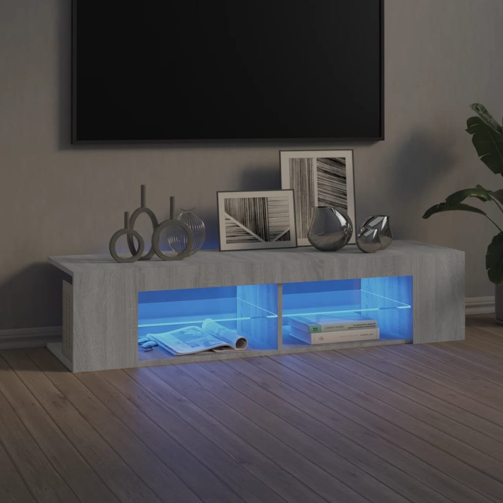 vidaXL TV-taso LED-valoilla harmaa Sonoma 135x39x30 cm