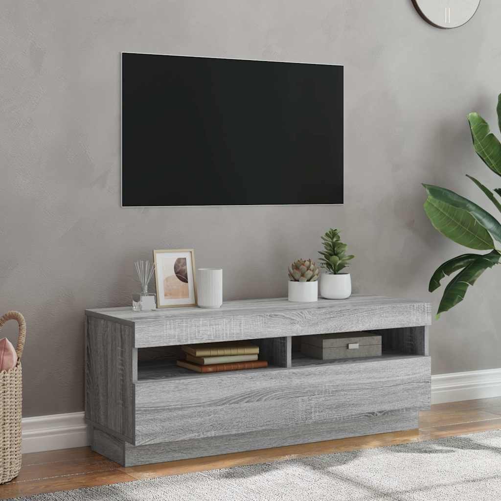vidaXL TV-taso LED-valoilla harmaa Sonoma 100x35x40 cm