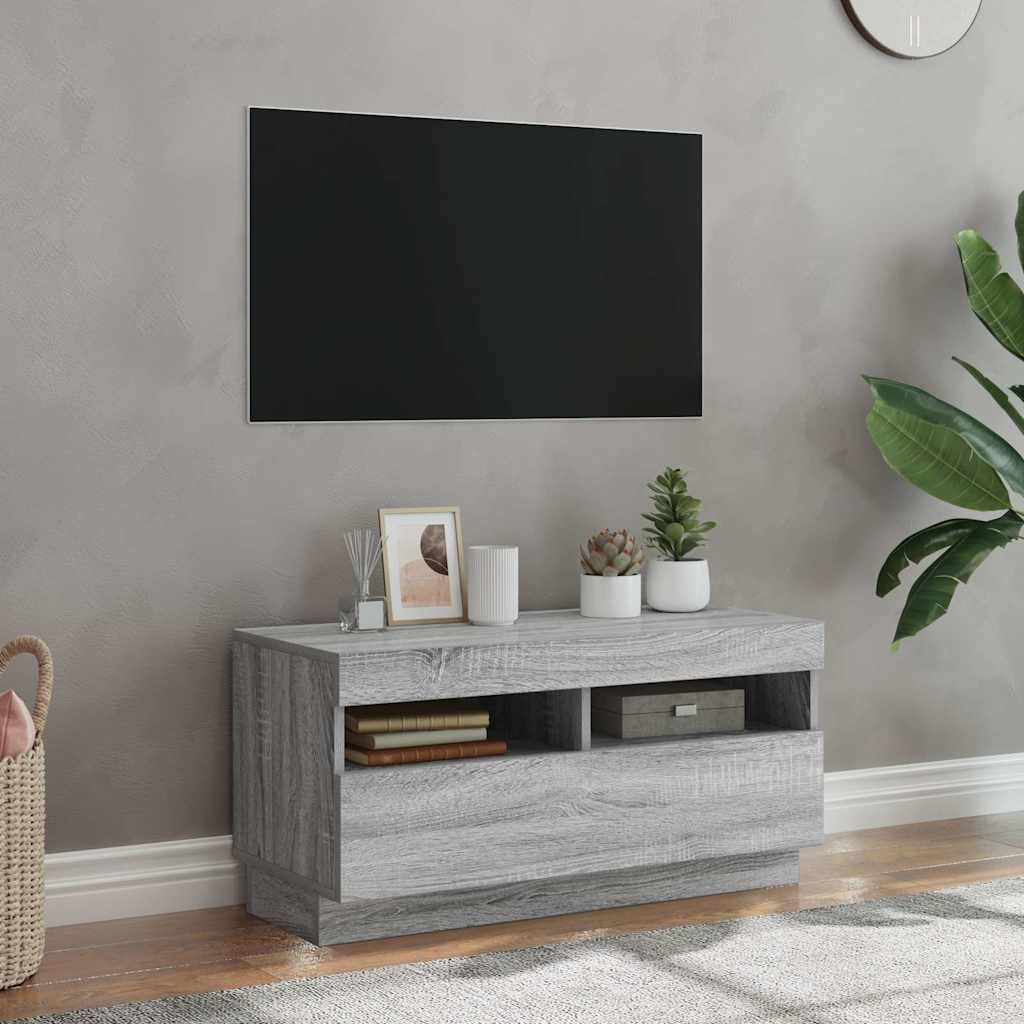 vidaXL TV-taso LED-valoilla harmaa Sonoma 80x35x40 cm