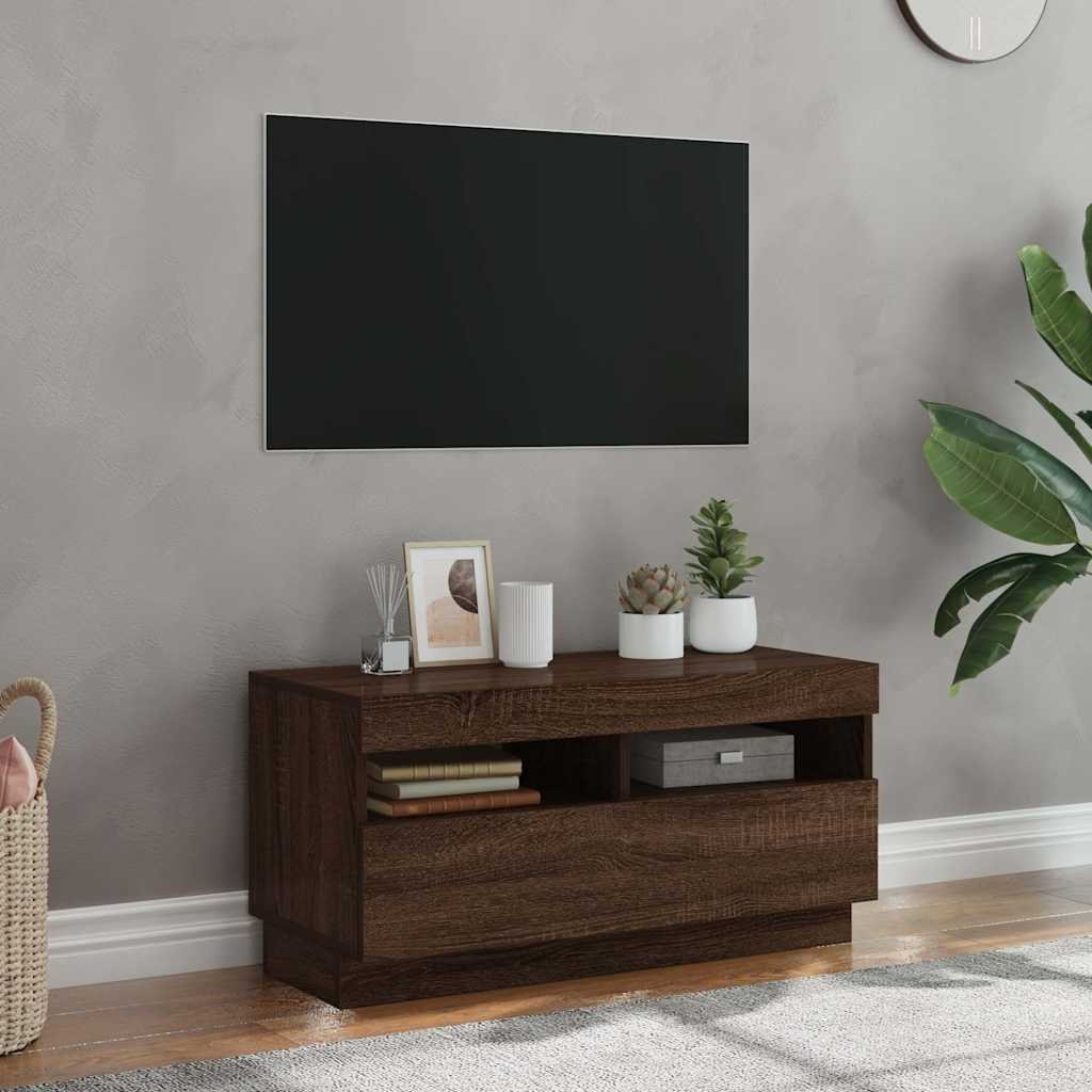 vidaXL TV-taso LED-valoilla ruskea tammi 80x35x40 cm