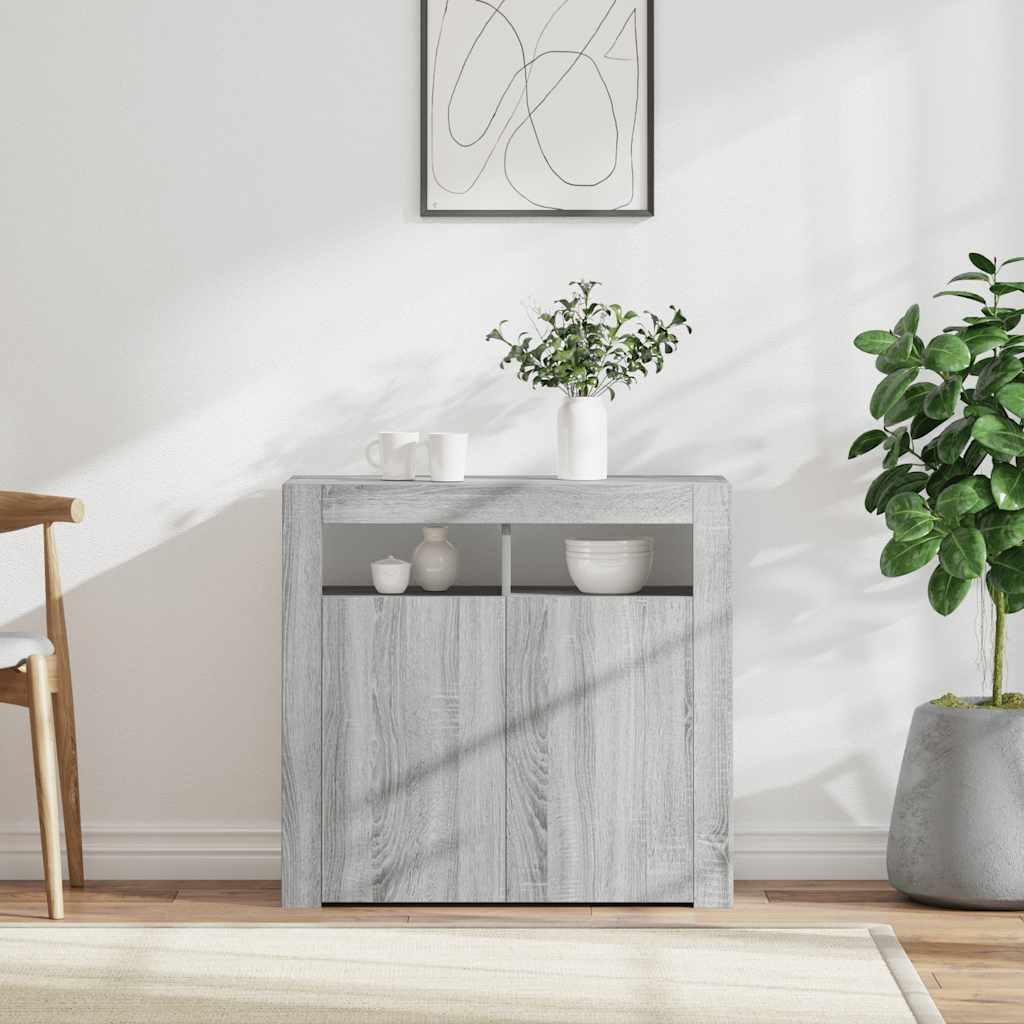 vidaXL Senkki LED-valoilla harmaa Sonoma 80x35x75 cm