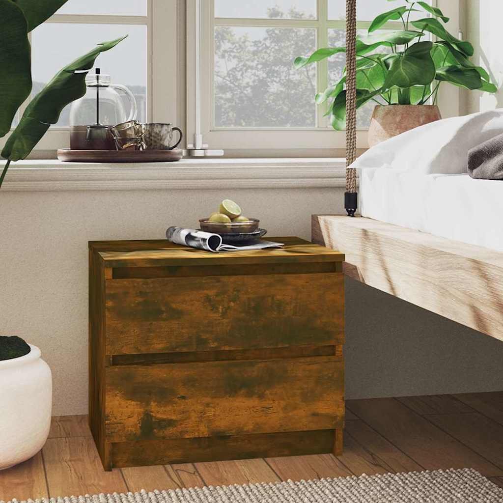 vidaXL Yöpöydät 2 kpl savutammi 50x39x43,5 cm tekninen puu