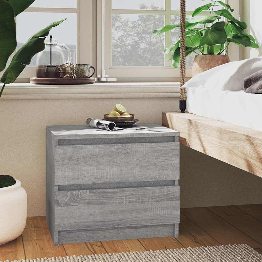 vidaXL Yöpöydät 2 kpl harmaa Sonoma 50x39x43,5 cm tekninen puu