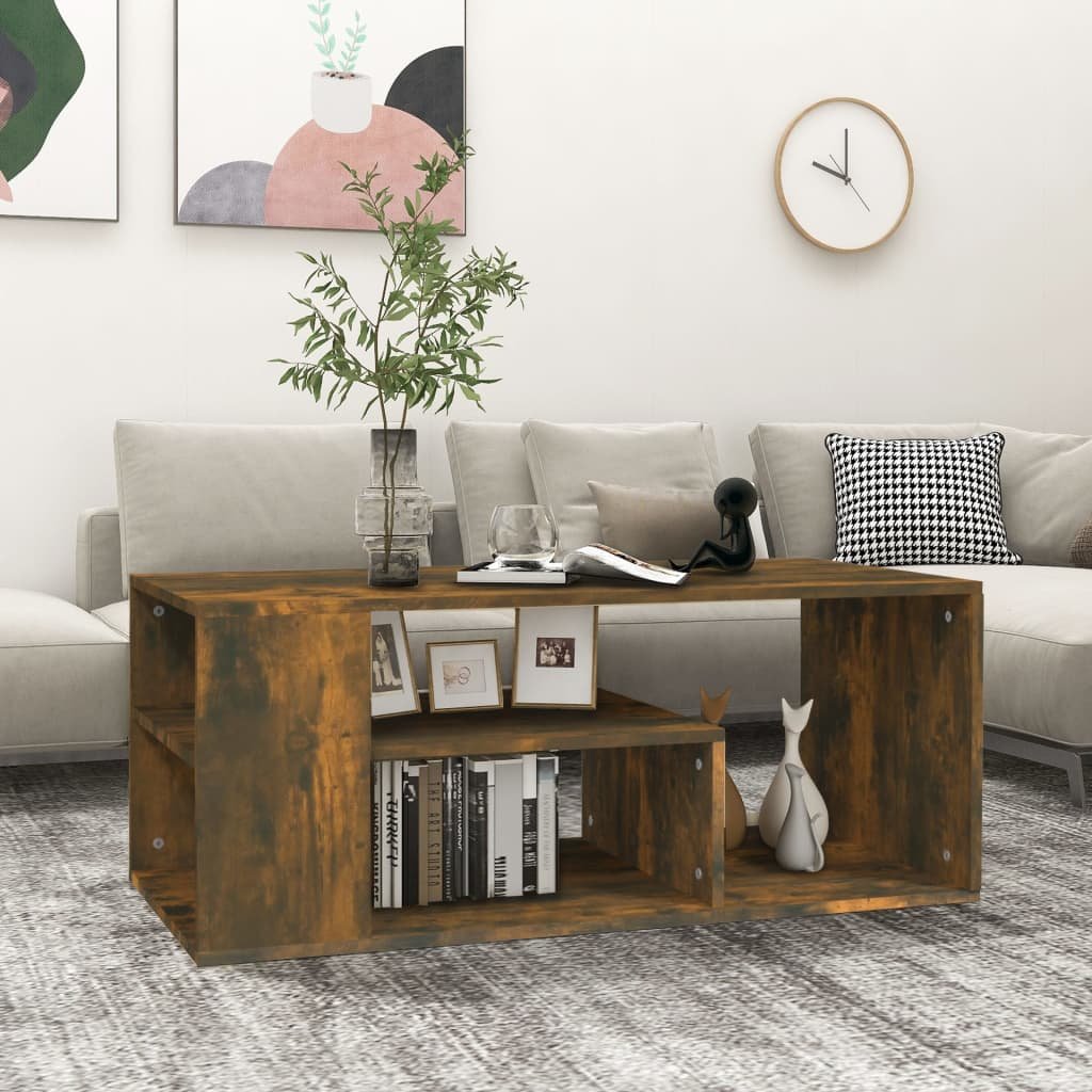 vidaXL Sohvapöytä savutammi 100x50x40 cm tekninen puu