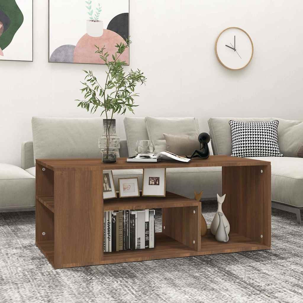 vidaXL Sohvapöytä ruskea tammi 100x50x40 cm tekninen puu