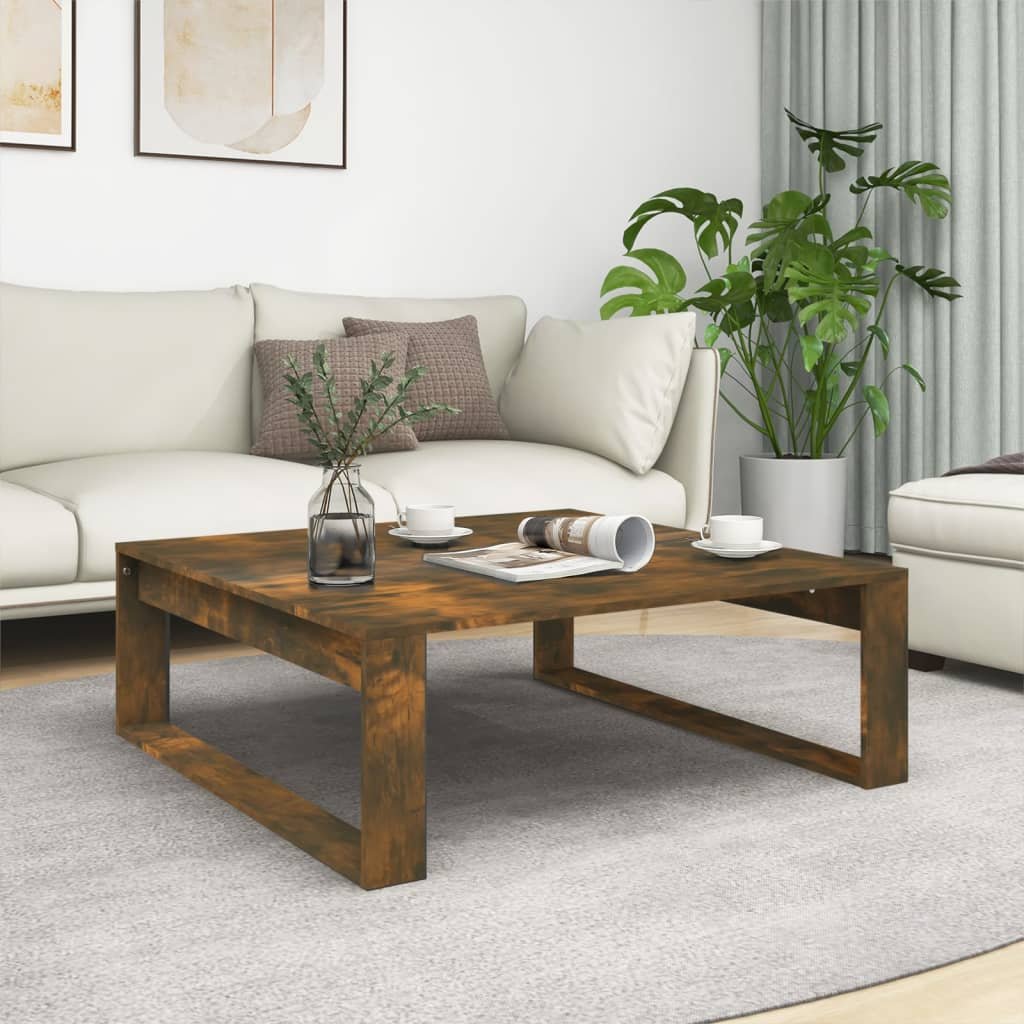 vidaXL Sohvapöytä savutammi 100x100x35 cm tekninen puu