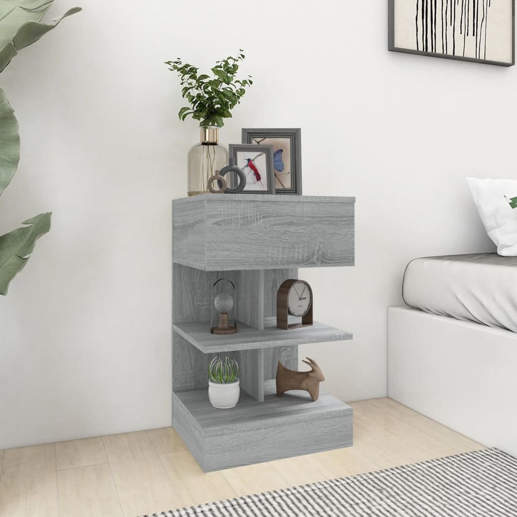 vidaXL Yöpöydät 2 kpl harmaa Sonoma 40x35x65 cm tekninen puu