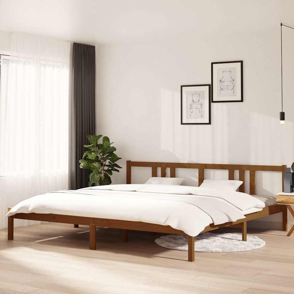 vidaXL Sängynrunko hunajanruskea täysi puu 200x200 cm