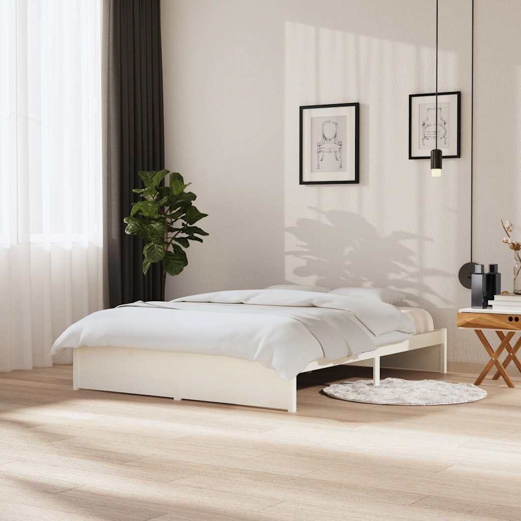 vidaXL Sängynrunko valkoinen täysi mänty 150x200 cm King Size
