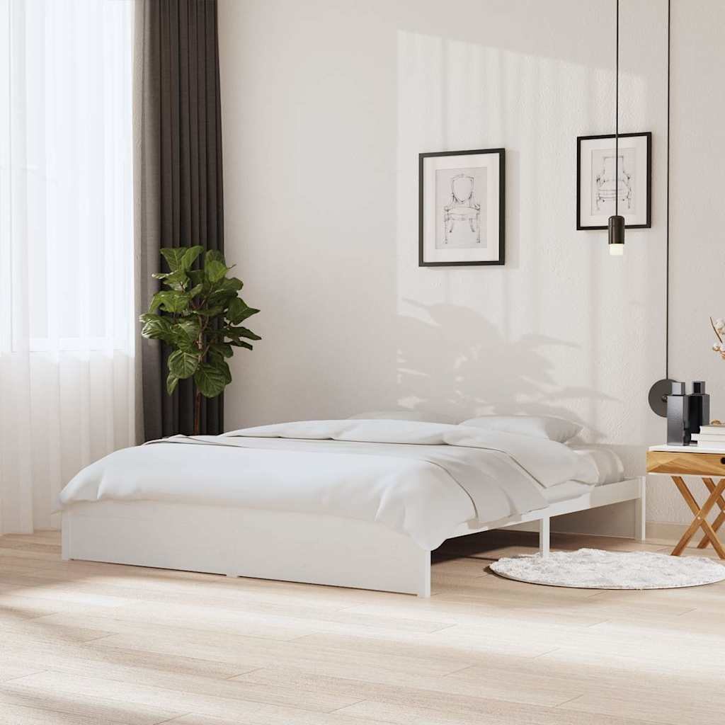 vidaXL Sängynrunko valkoinen täysi mänty 180x200 cm Super King