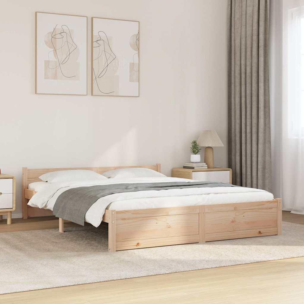 vidaXL Sängynrunko täysi mänty 150x200 cm King Size
