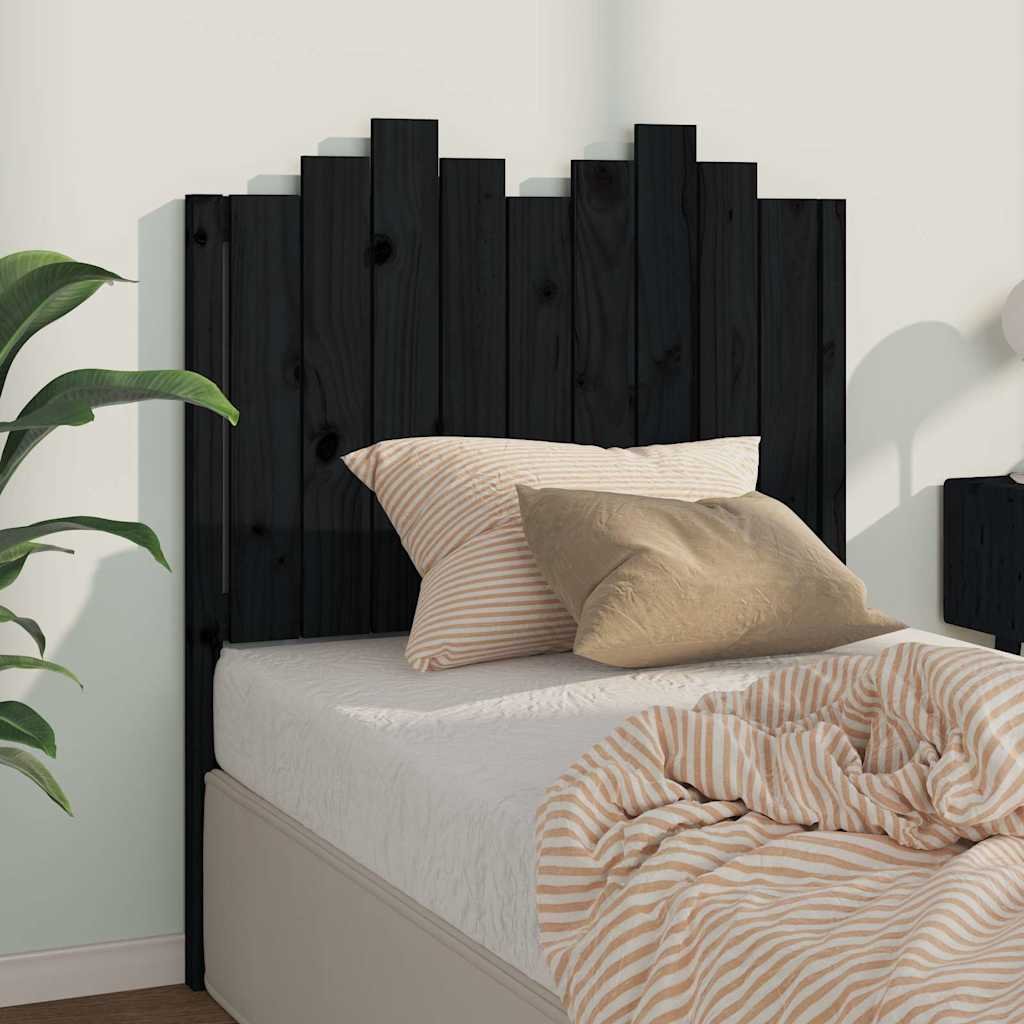 vidaXL Sängynpääty musta 96x4x110 cm täysi mänty