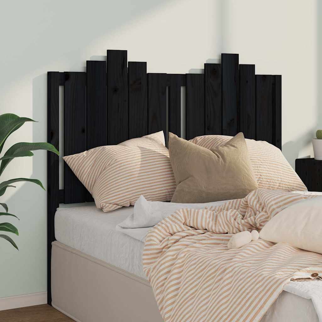 vidaXL Sängynpääty musta 126x4x110 cm täysi mänty