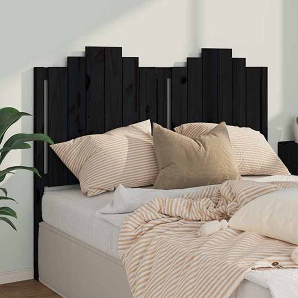 vidaXL Sängynpääty musta 146x4x110 cm täysi mänty