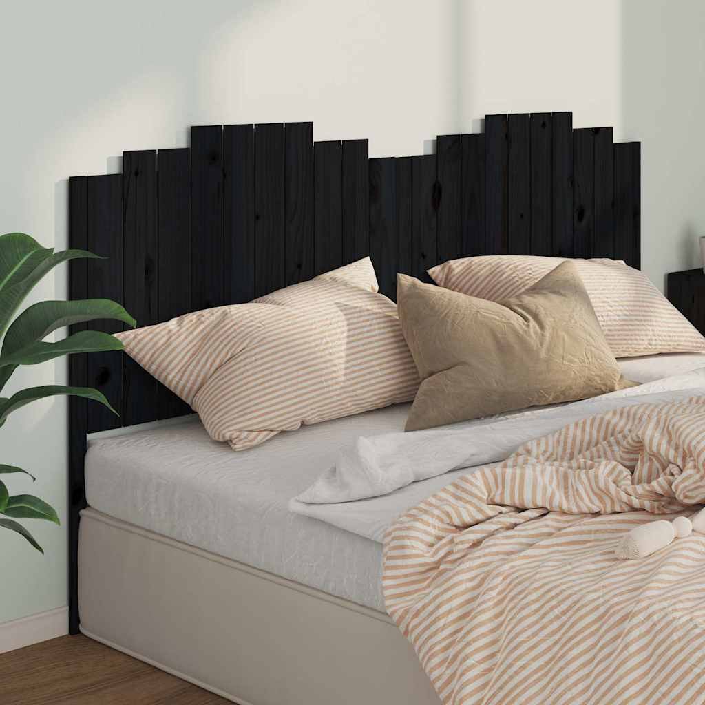 vidaXL Sängynpääty musta 206x4x110 cm täysi mänty