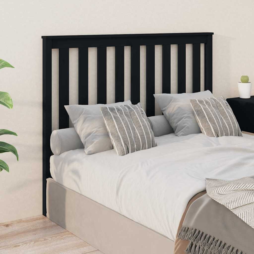 vidaXL Sängynpääty musta 126x6x101 cm täysi mänty