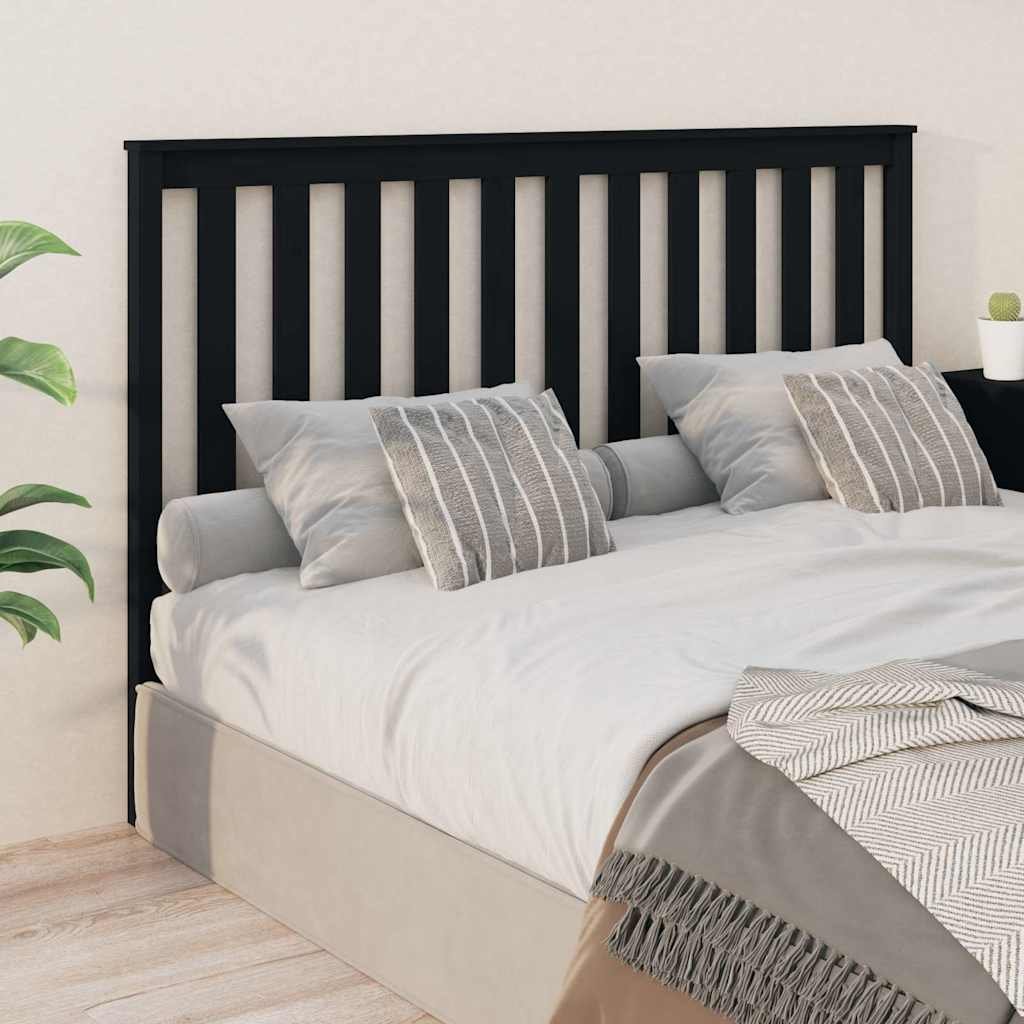 vidaXL Sängynpääty musta 166x6x101 cm täysi mänty