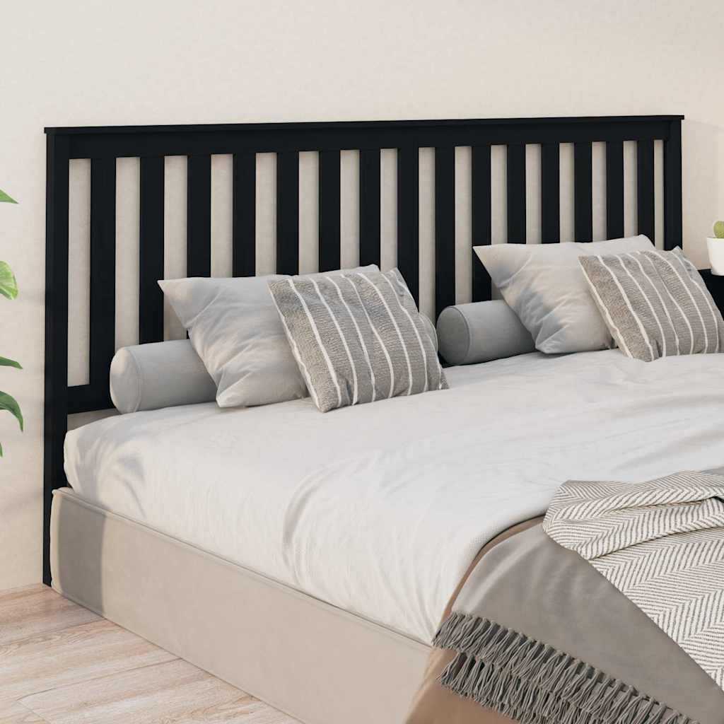 vidaXL Sängynpääty musta 206x6x101 cm täysi mänty