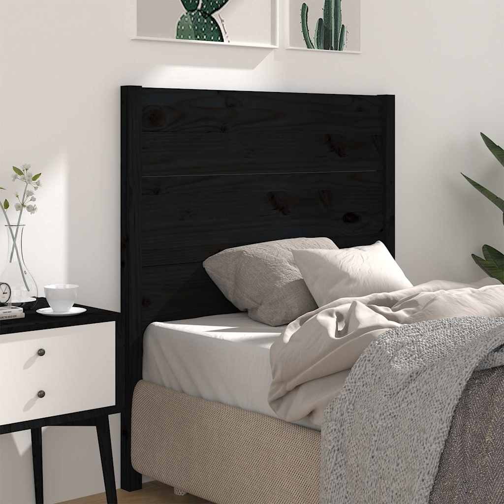 vidaXL Sängynpääty musta 96x4x100 cm täysi mänty
