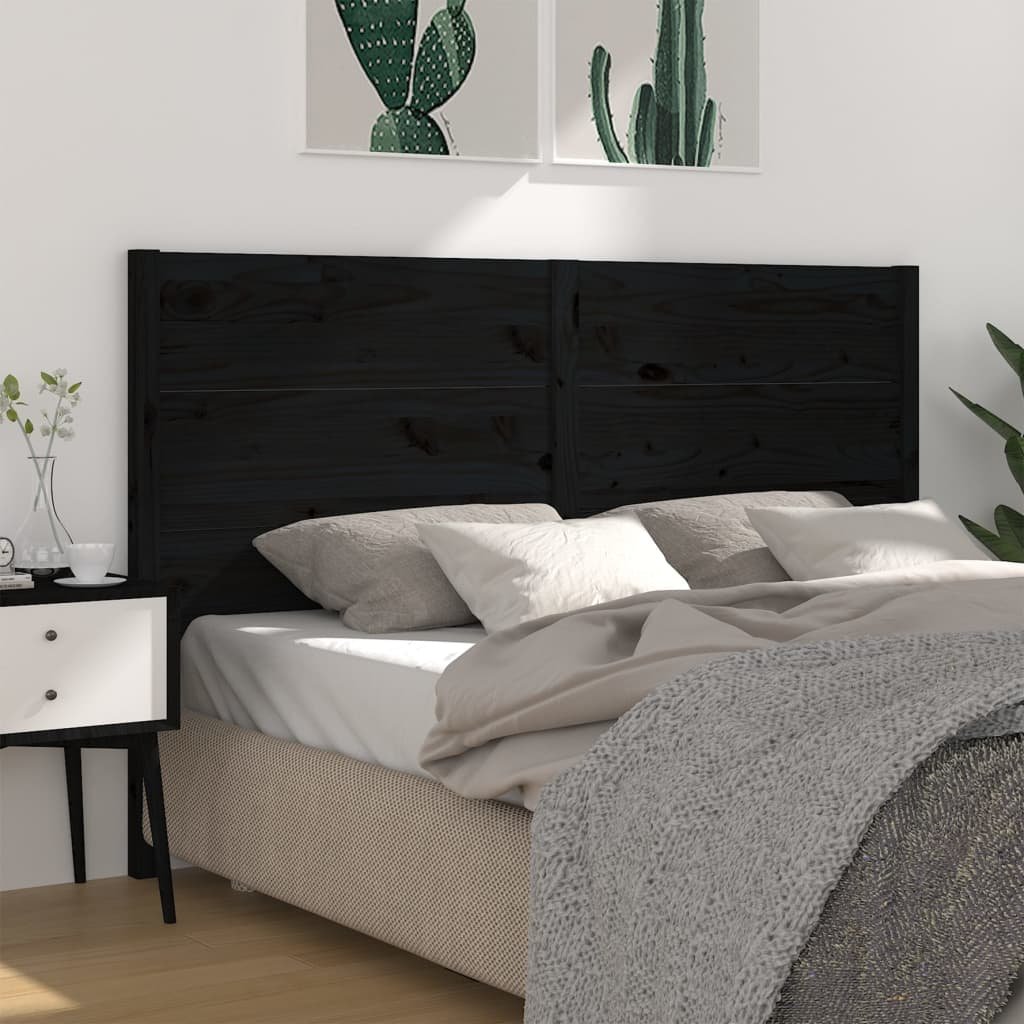 vidaXL Sängynpääty musta 126x4x100 cm täysi mänty