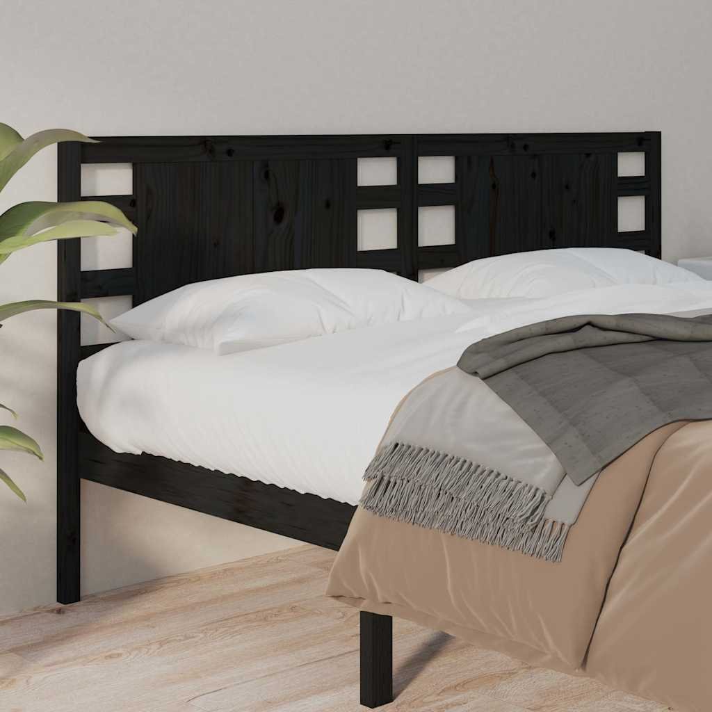 vidaXL Sängynpääty musta 126x4x100 cm täysi mänty
