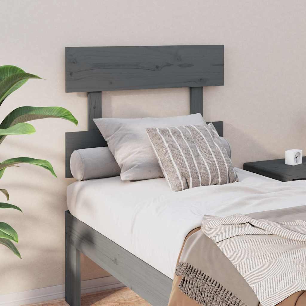 vidaXL Sängynpääty harmaa 93,5x3x81 cm täysi mänty