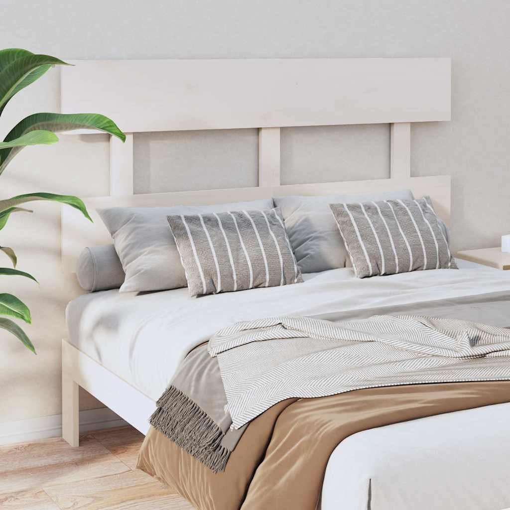 vidaXL Sängynpääty valkoinen 124x3x81 cm täysi mänty