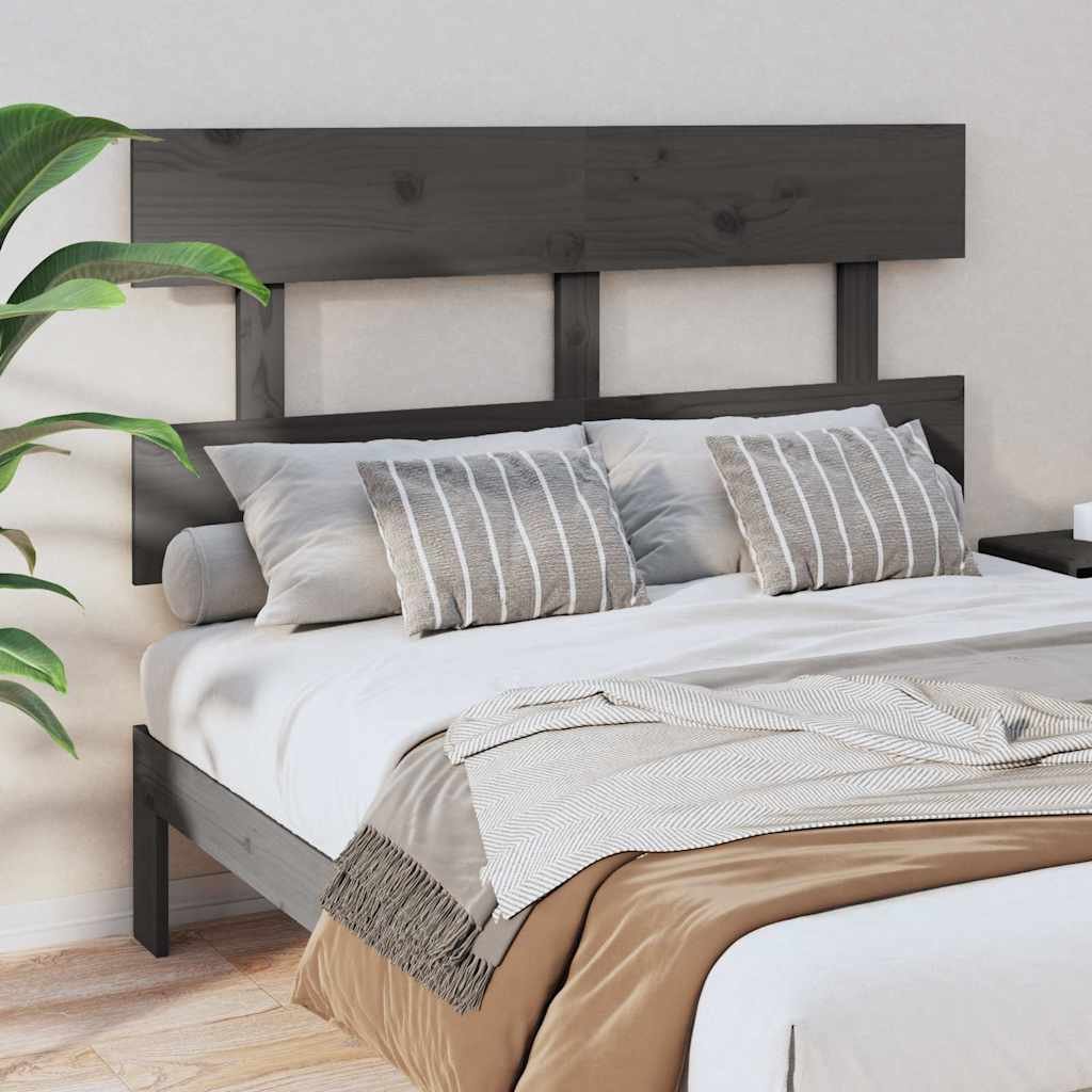 vidaXL Sängynpääty harmaa 138x3x81 cm täysi mänty