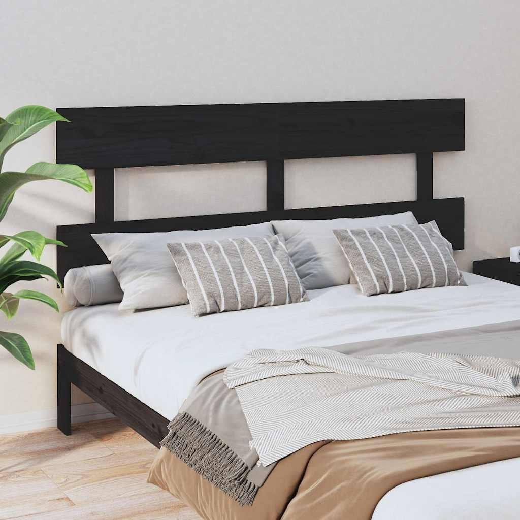 vidaXL Sängynpääty musta 164x3x81 cm täysi mänty
