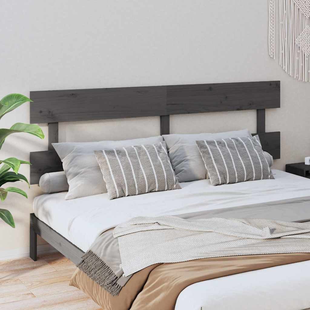 vidaXL Sängynpääty harmaa 204x3x81 cm täysi mänty