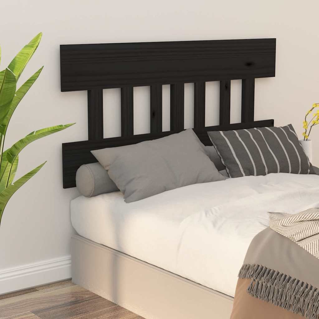vidaXL Sängynpääty musta 203,5x3x81 cm täysi mänty