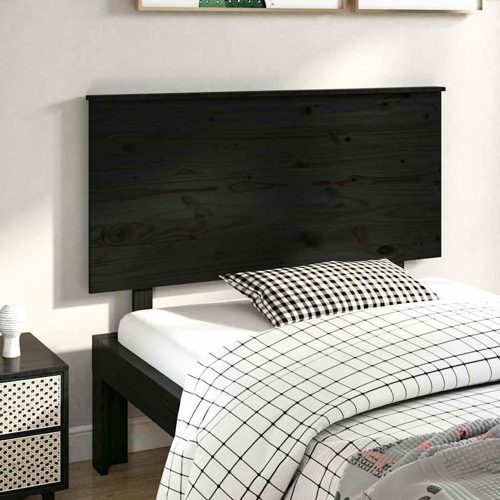 vidaXL Sängynpääty musta 124x6x82,5 cm täysi mänty