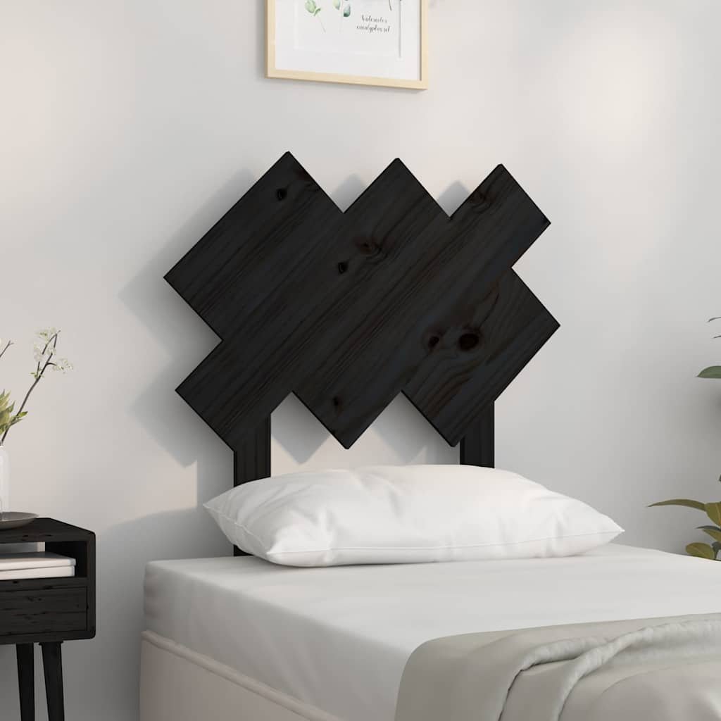 vidaXL Sängynpääty musta 72,5x3x81 cm täysi mänty