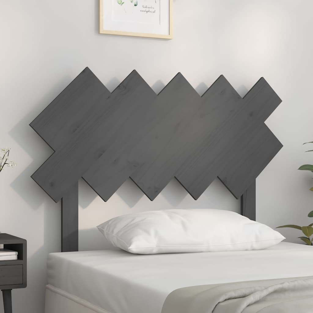 vidaXL Sängynpääty harmaa 104x3x80,5 cm täysi mänty