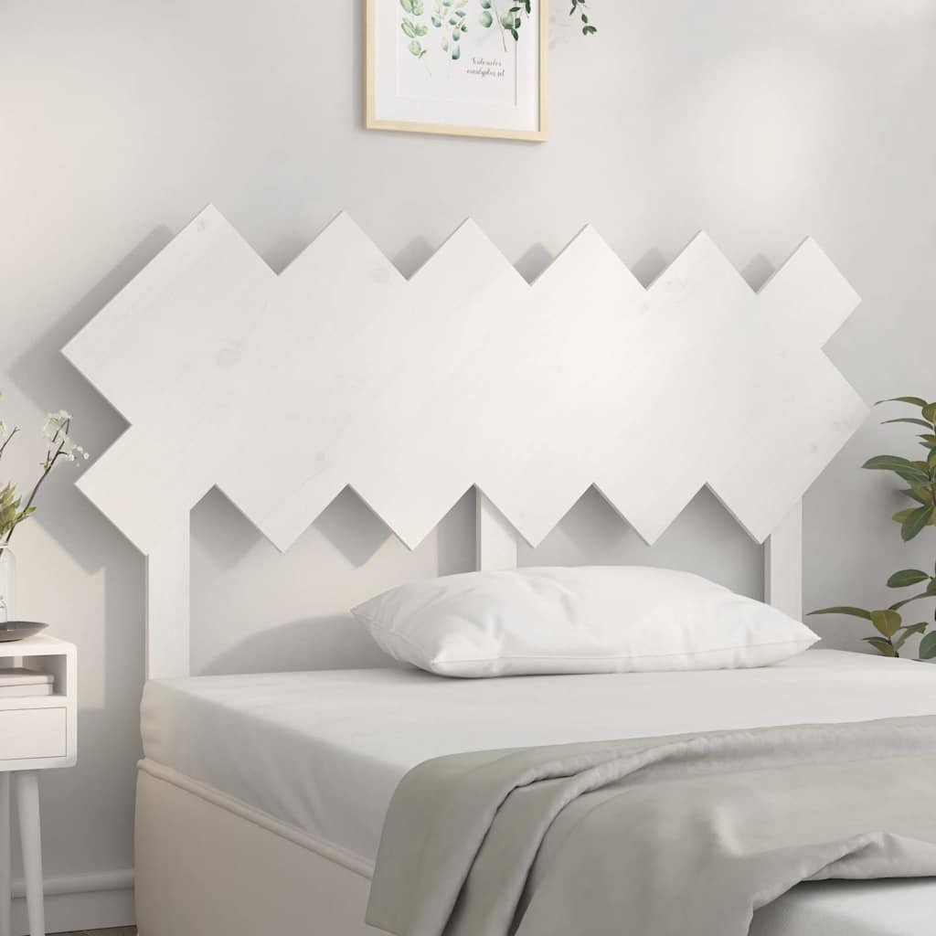 vidaXL Sängynpääty valkoinen 132x3x81 cm täysi mänty
