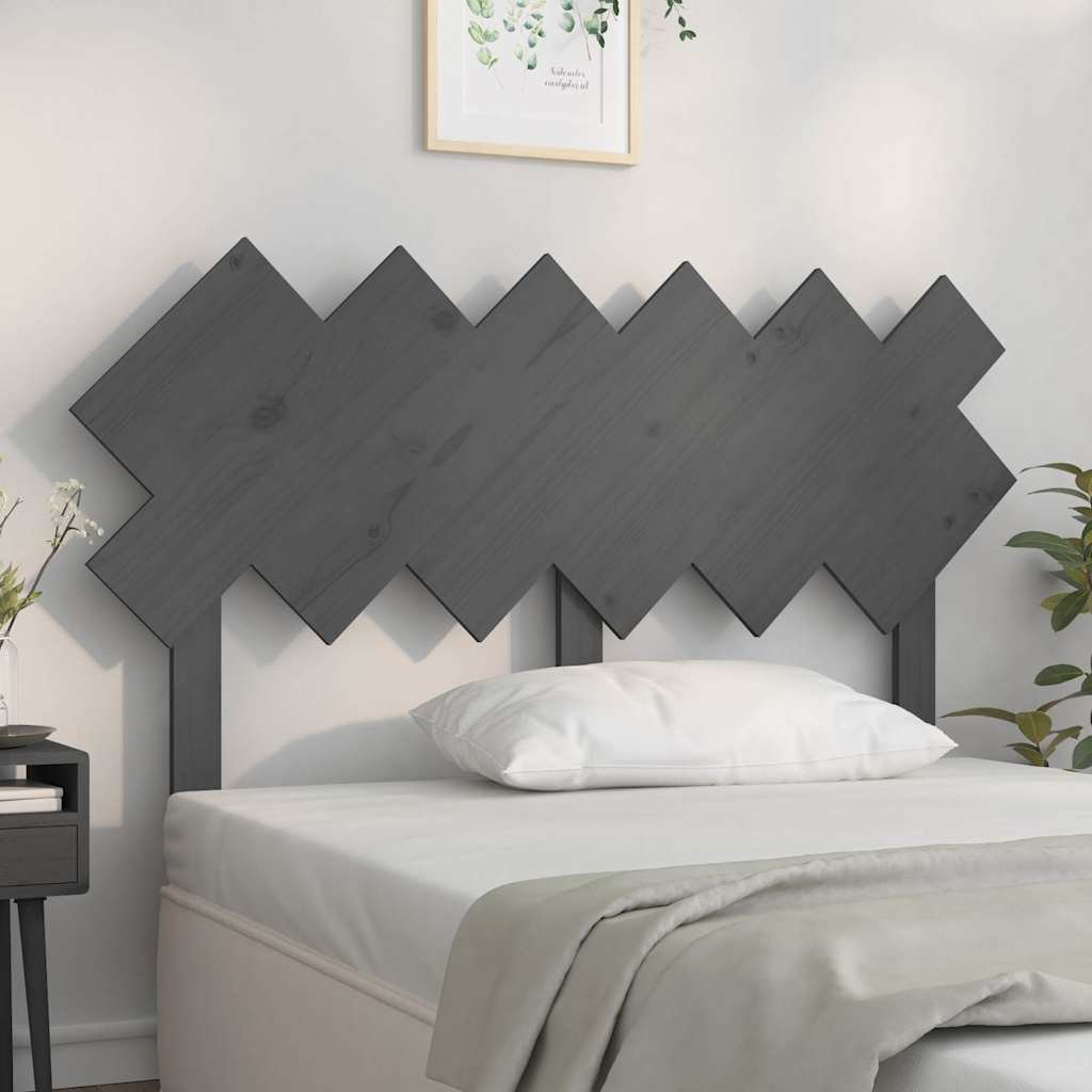vidaXL Sängynpääty harmaa 132x3x81 cm täysi mänty