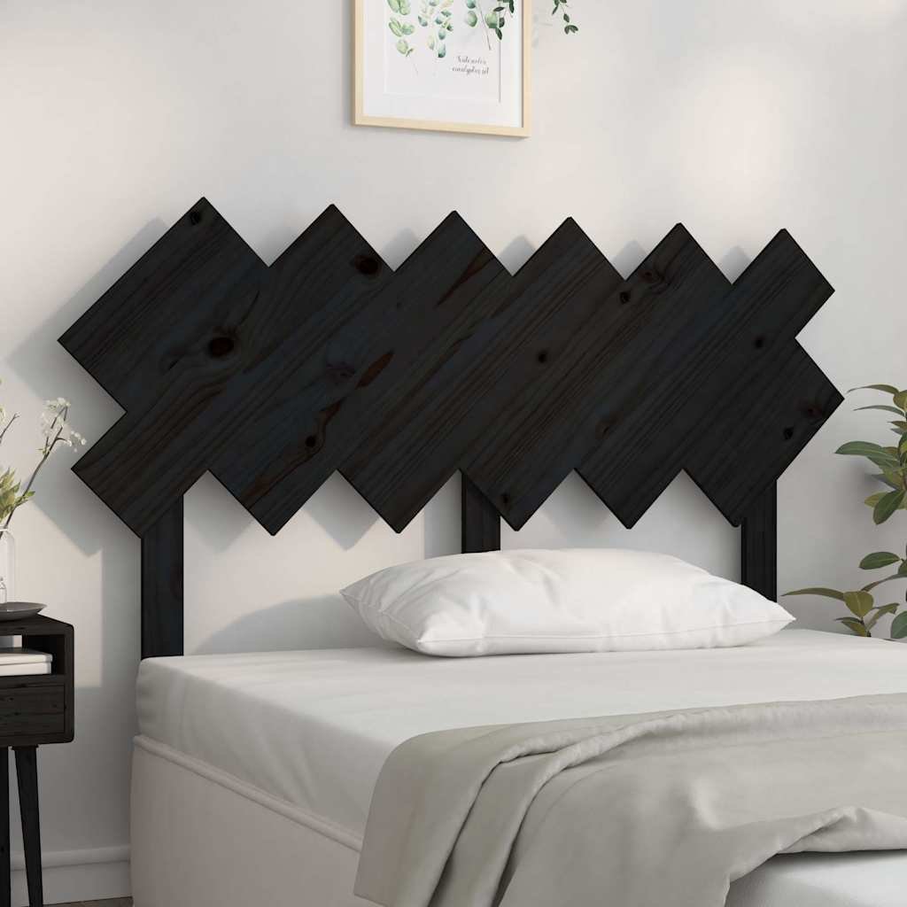 vidaXL Sängynpääty musta 132x3x81 cm täysi mänty