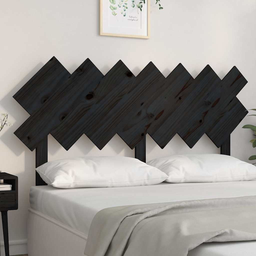 vidaXL Sängynpääty musta 141x3x80,5 cm täysi mänty