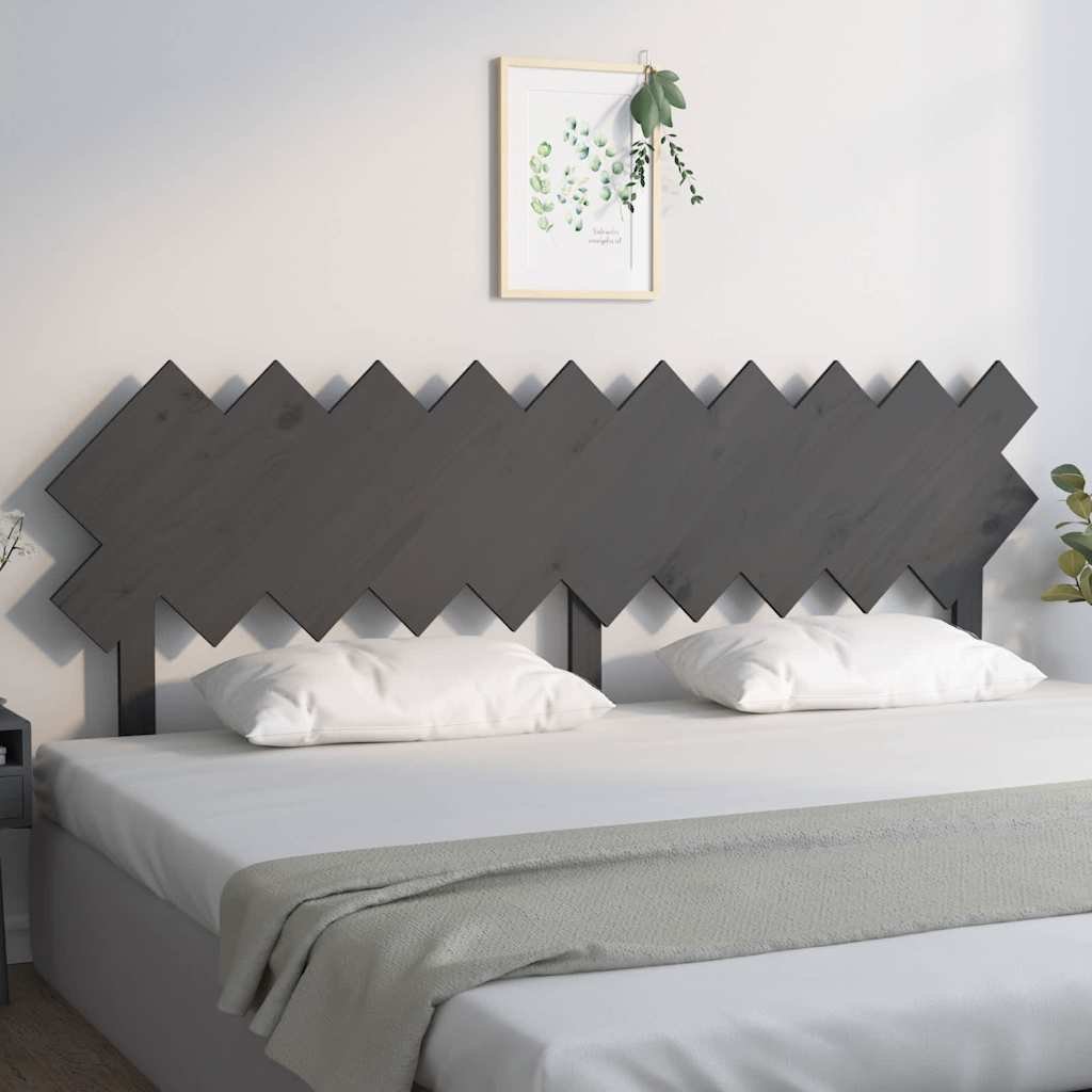 vidaXL Sängynpääty harmaa 196x3x80,5 cm täysi mänty