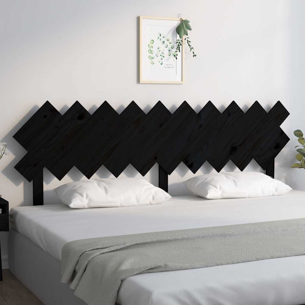 vidaXL Sängynpääty musta 196x3x80,5 cm täysi mänty