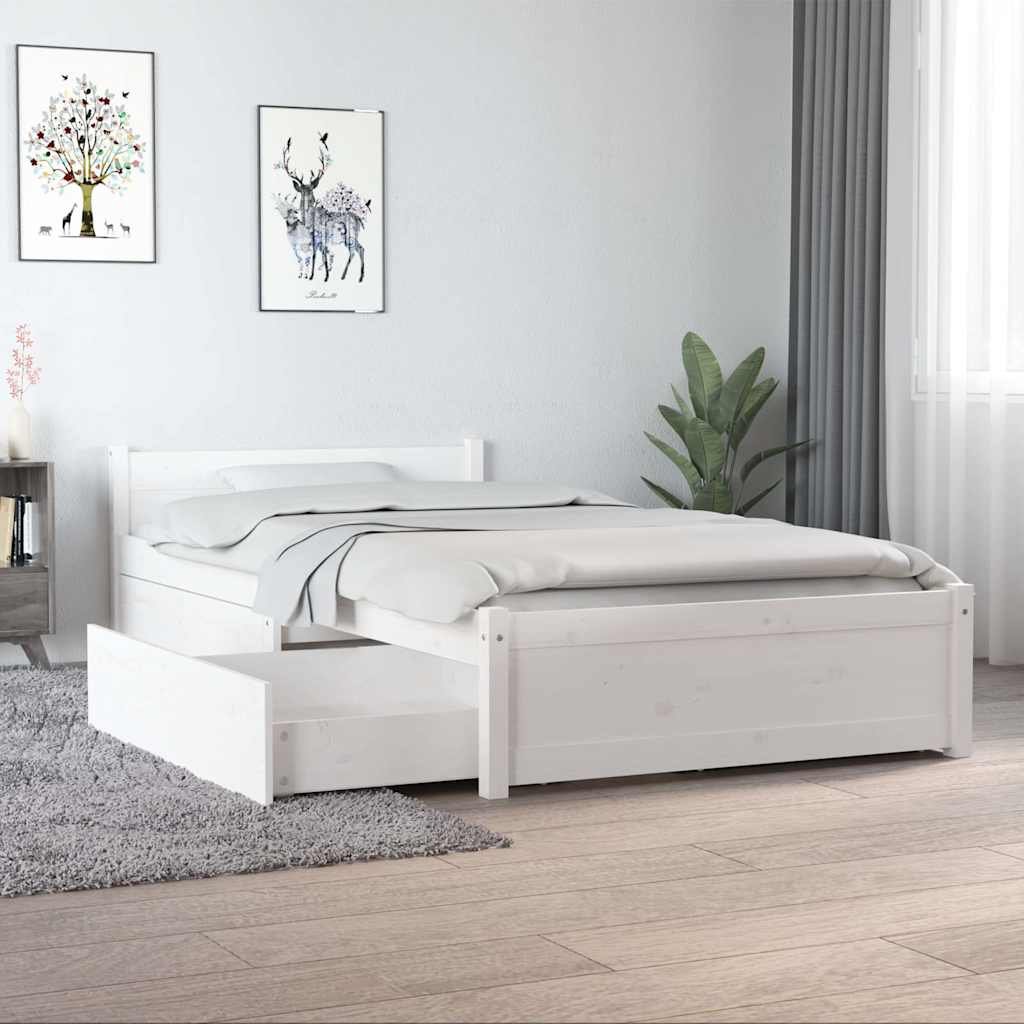vidaXL Sängynrunko laatikoilla valkoinen 90x190 cm Single
