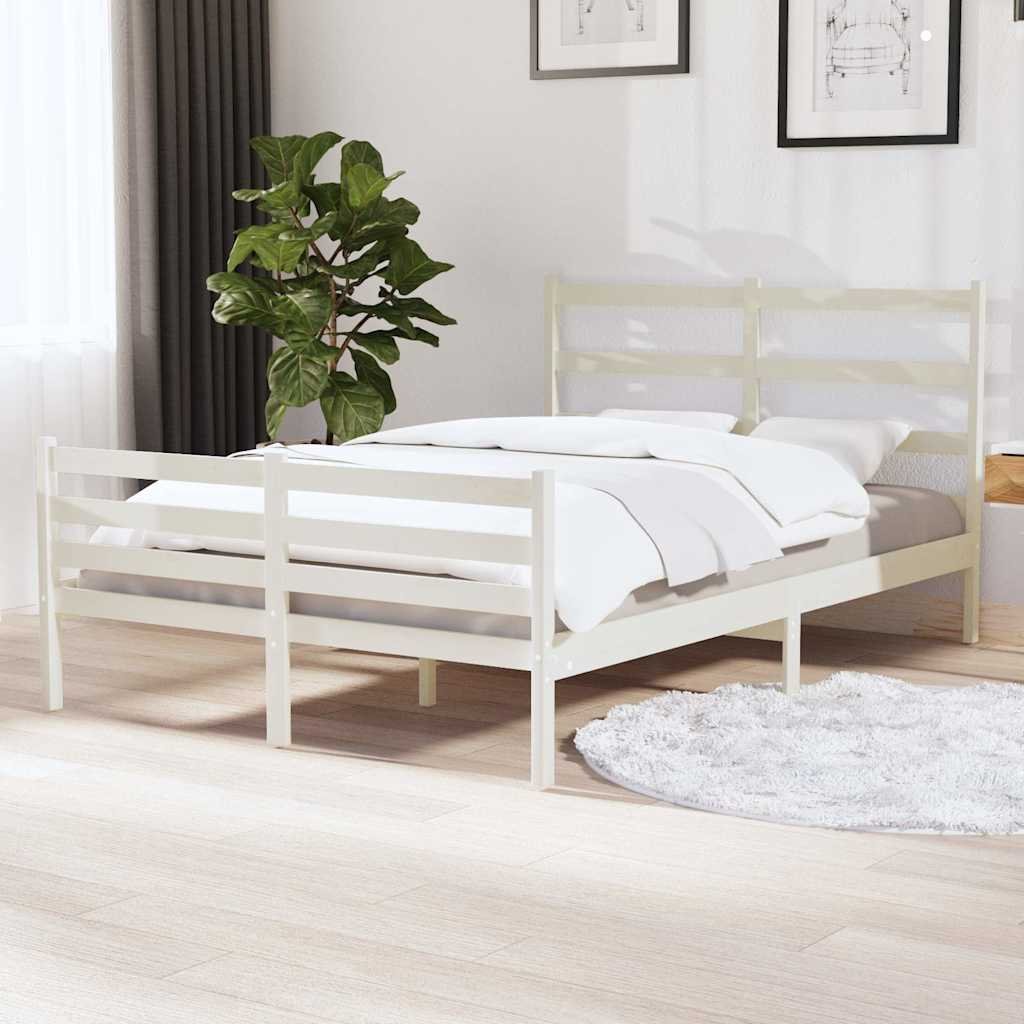 vidaXL Sängynrunko valkoinen täysi mänty 120x190 cm Small Double